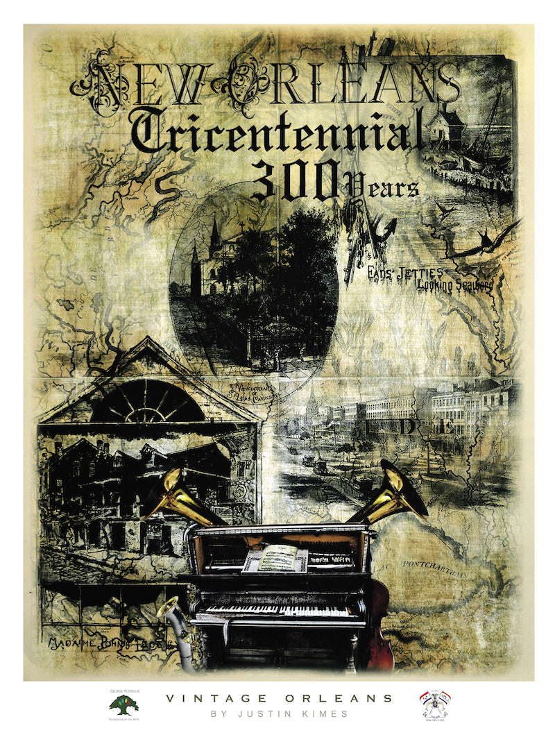 Vintage Orleans signed and numbered lithograph by Justin Kimes