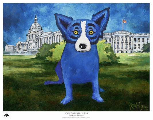 George Rodrigue Washington Blue Dog commemorative silkscreen print celebrating the 250th Anniversary of the United States of America